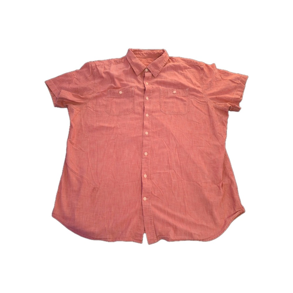 Old Navy Men's 3XL Tall Shirt Short Sleeve Red Chambray‎ Button Down Slim Fit